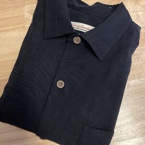 Mens Tommy Bahama Hawaiian 100% Silk Short Sleeve Camp Shirt -‎ Medium - Black
